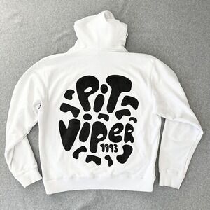 Pit Viper Hoodie Mens Large White Pullover 90s Retro Graphic Gorp Ski Streetwear